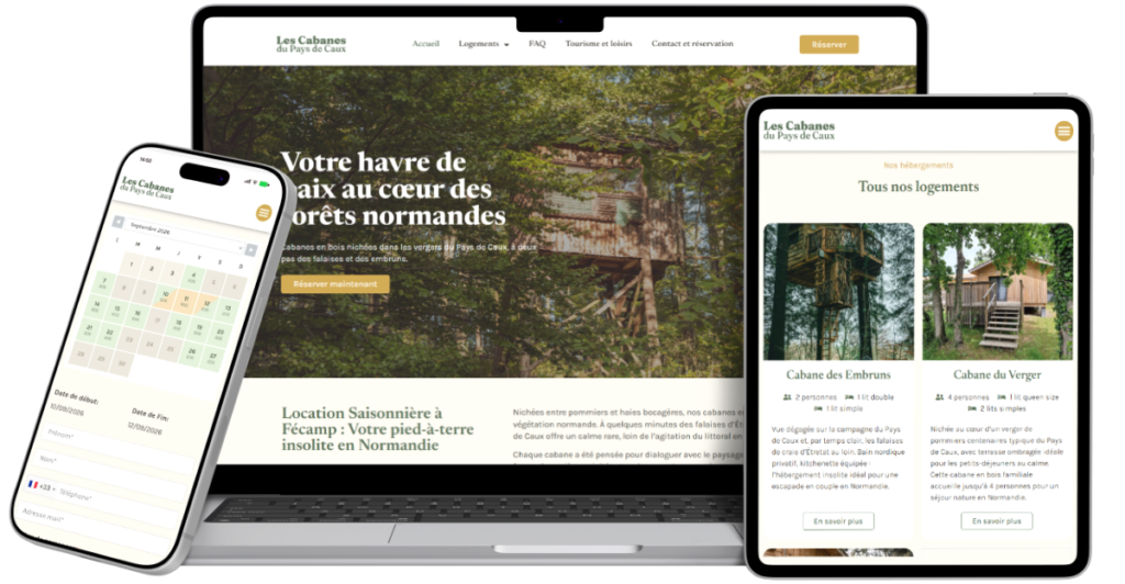 Site web responsive pour gîte insolite avec réservation directe