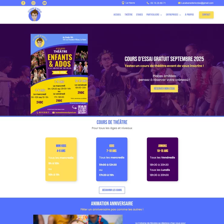 Aperçu du site web réalisé pour La Cabane de Nicolas