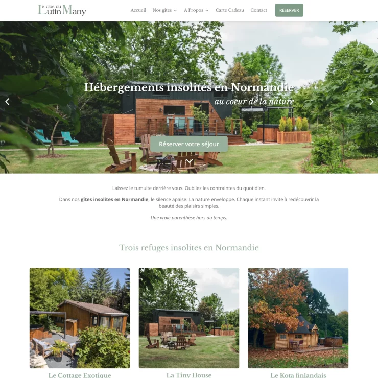 Aperçu du site web réalisé pour Le Clos du Lutin Many